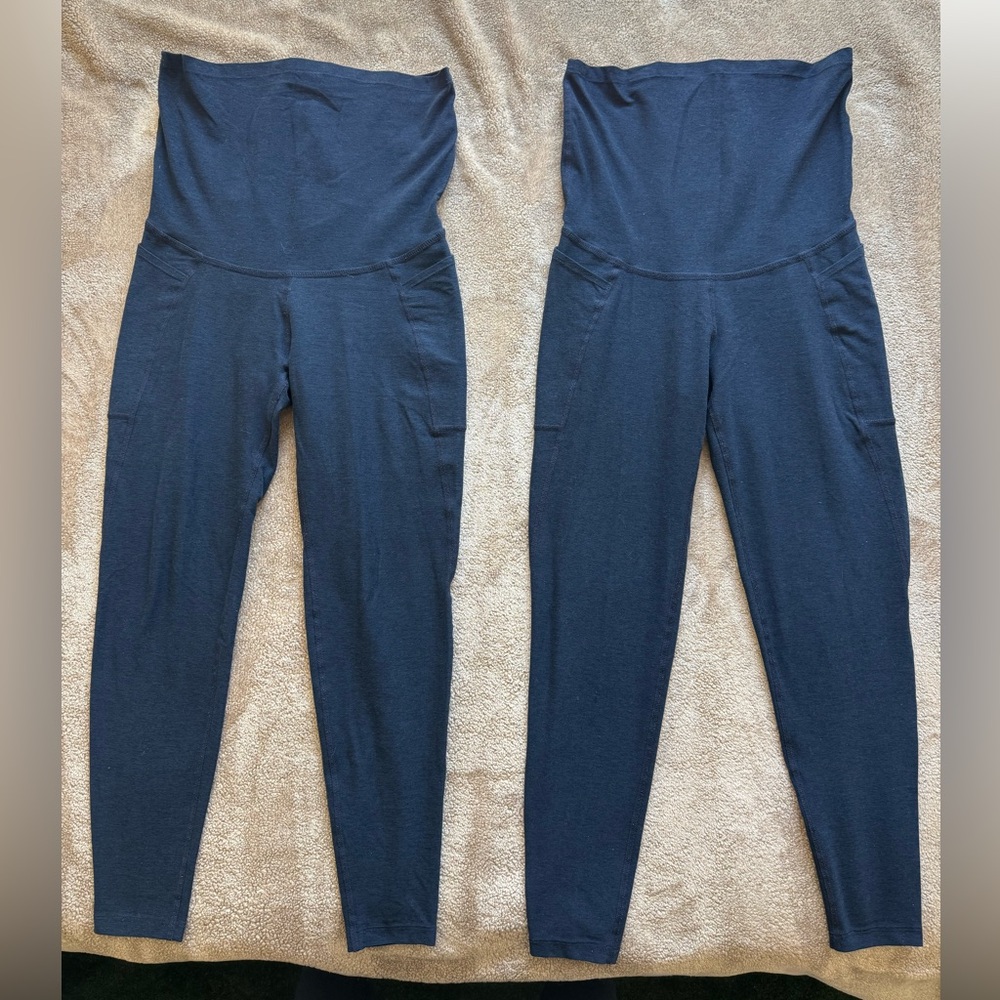 2 PAIRS Beyond Yoga Beyond the Bump Out of Pocket High Waist Maternity Leggings